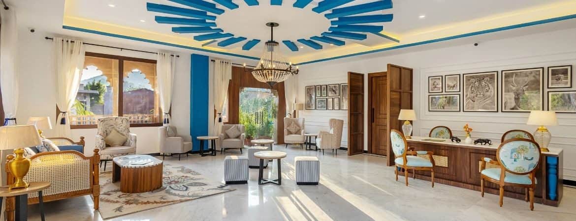 Lobby lounge at Sterling Bagh Ranthambore