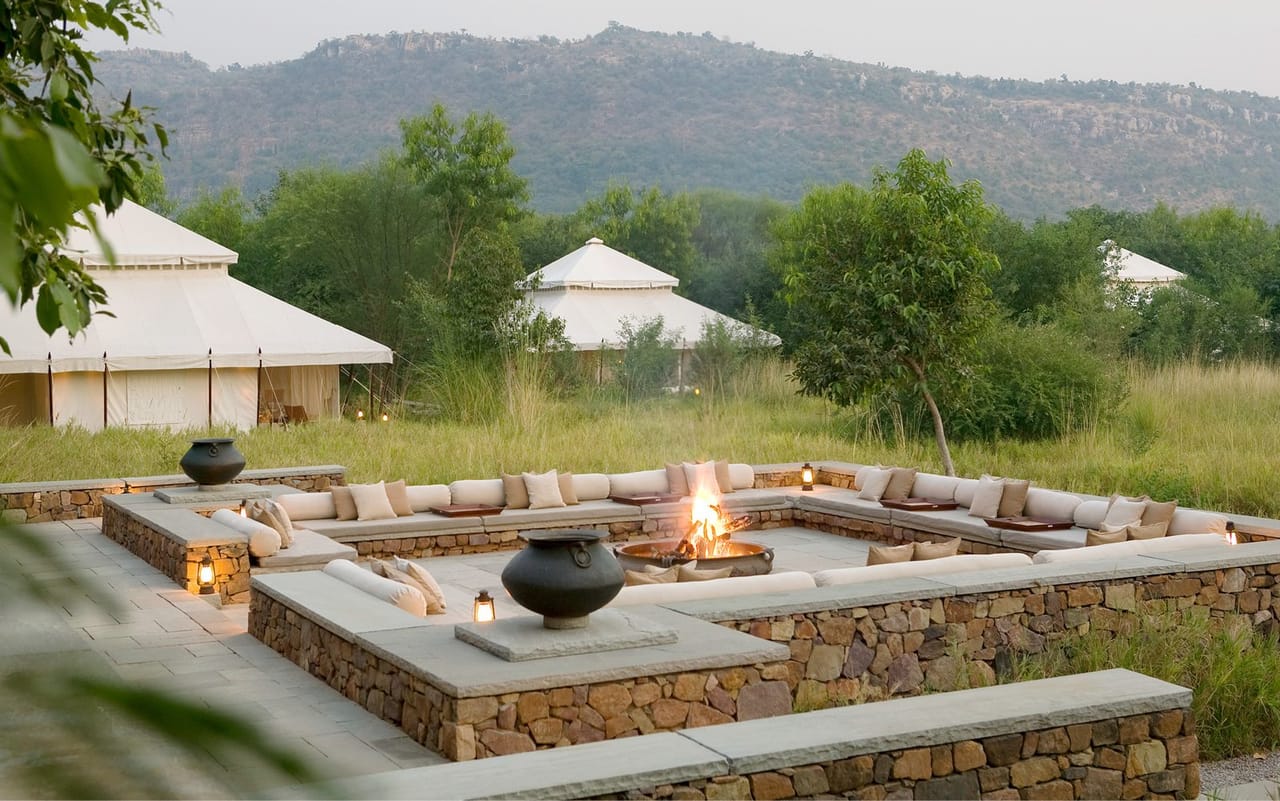 Tents and fire pit at Aman-i-Khas