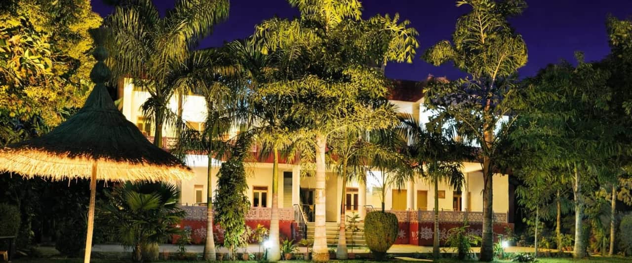 Gardens at Ankur Resort in the evening