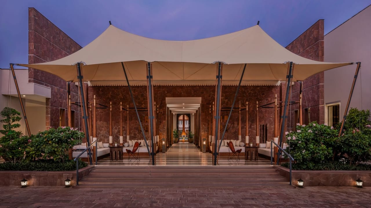Tented entrance pavilion at JW Marriott Ranthambore Resort & Spa
