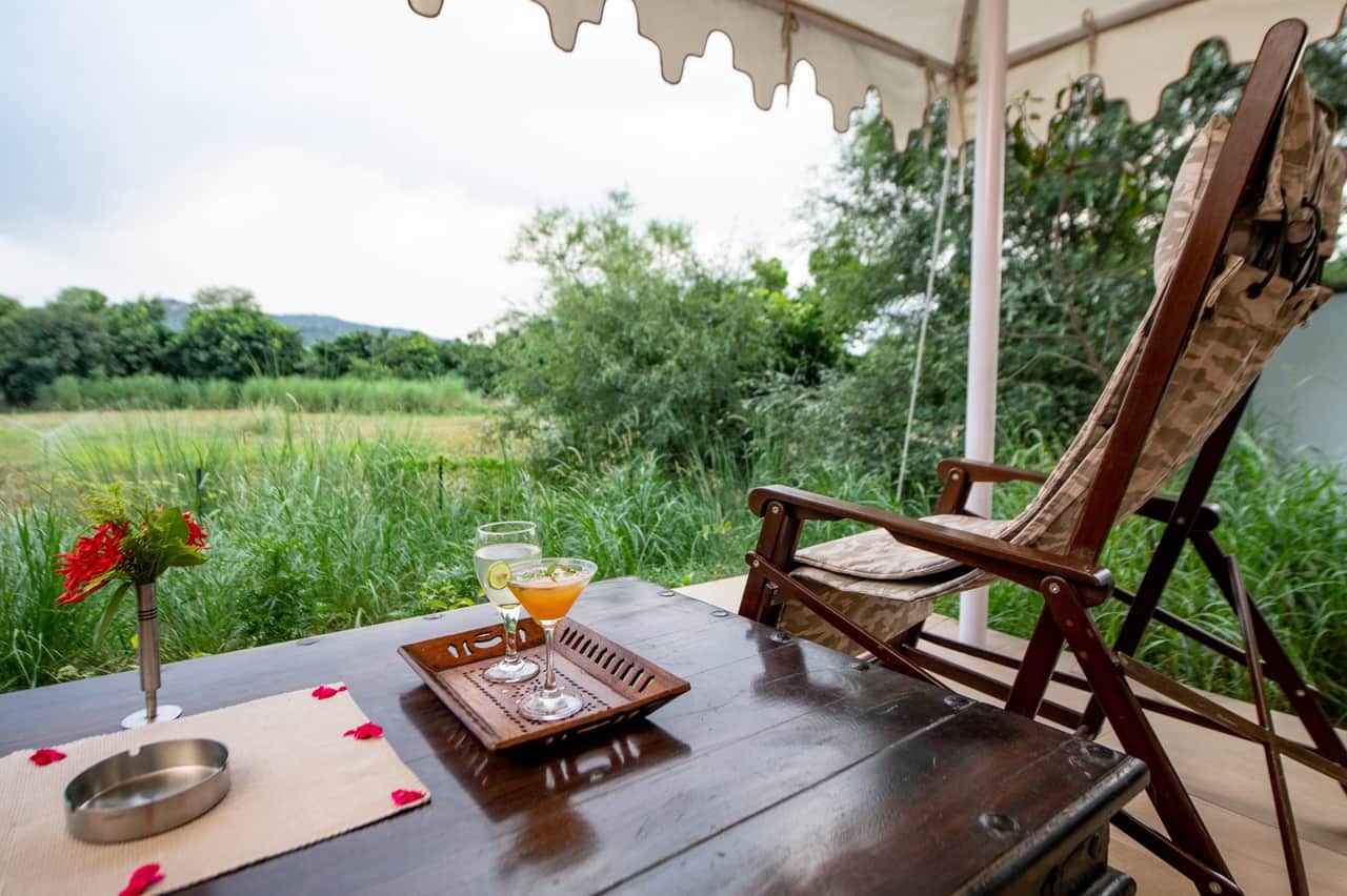 Veranda looking over the wetland at Khem Villas